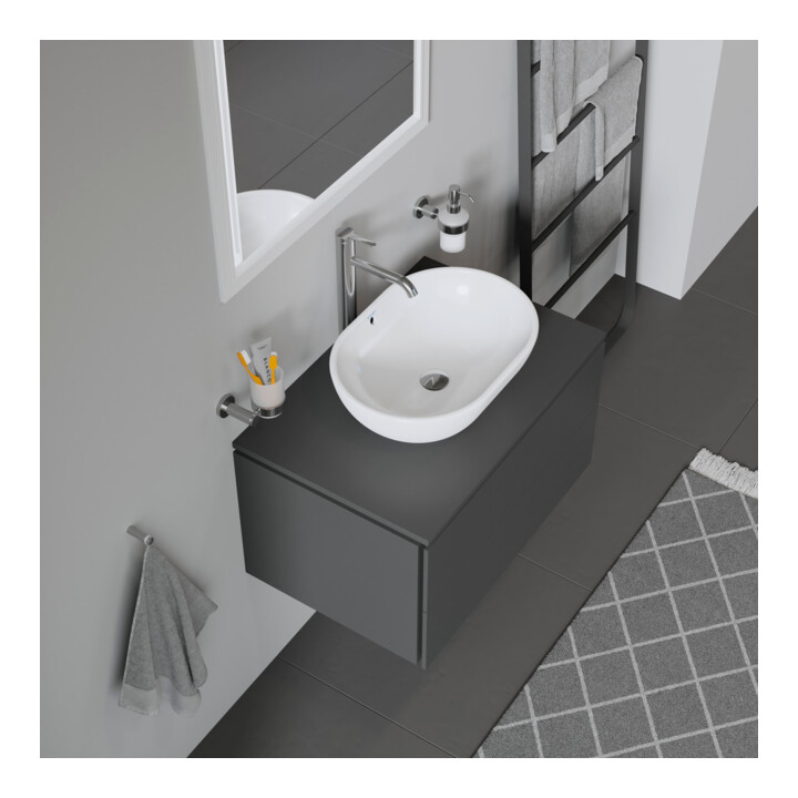 Duravit Meuble sous-lavabo Compact L-Cube 72x47,7 cm, graphite mat, 2 tiroirs