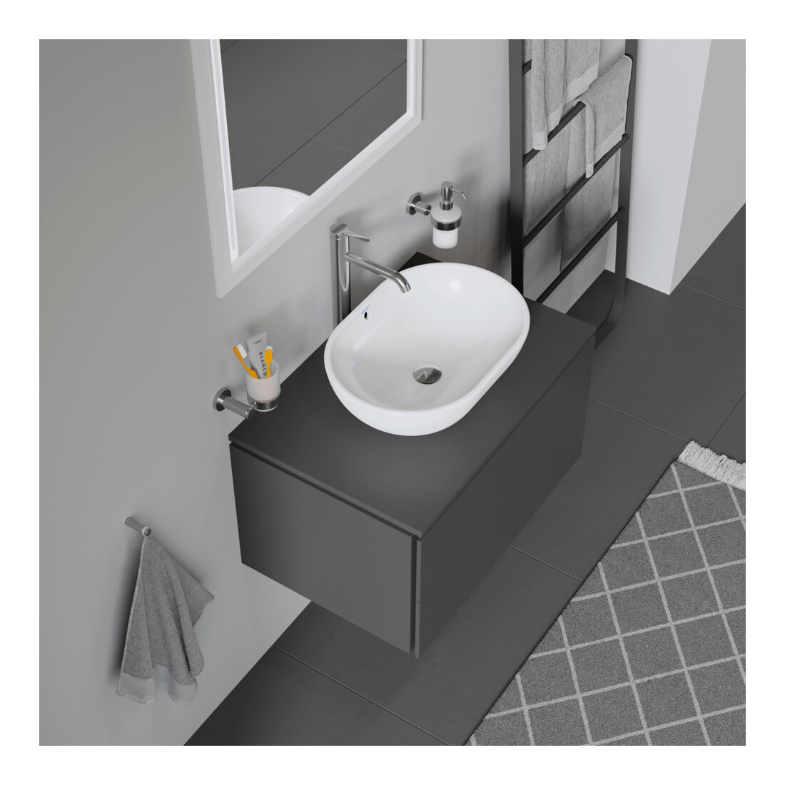Duravit Meuble sous-lavabo Compact L-Cube 72x47,7 cm, graphite mat, 2 tiroirs