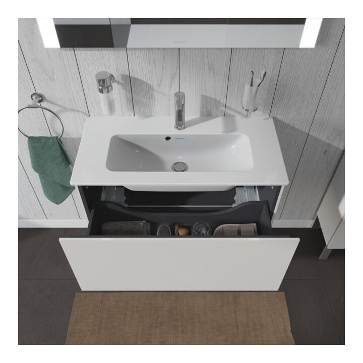 Duravit Meuble sous-lavabo Compact L-Cube 82x39,1 cm, blanc brillant, 1 tiroir, suspendu
