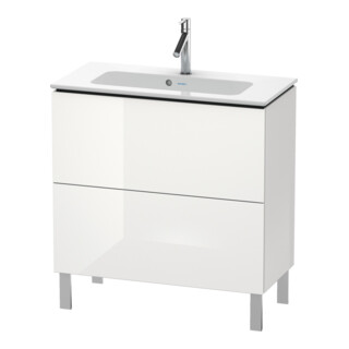 Duravit Meuble sous lavabo Compact L-Cube 82x39,1 cm, blanc brillant, 2 tiroirs, debout