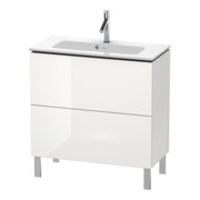 Duravit Meuble sous lavabo Compact L-Cube 82x39,1 cm, blanc brillant, 2 tiroirs, debout