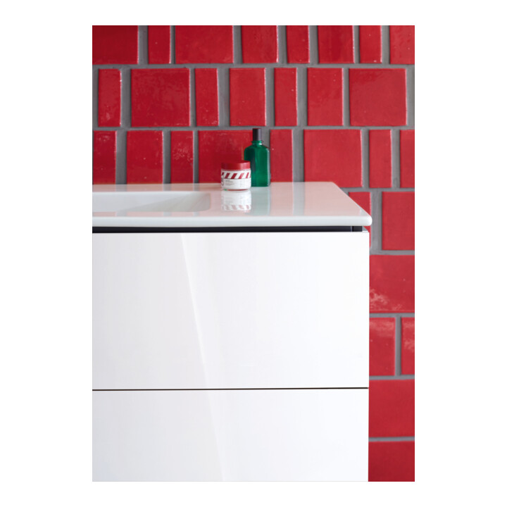 Duravit Meuble sous lavabo Compact L-Cube 82x39,1 cm, blanc brillant, 2 tiroirs, debout