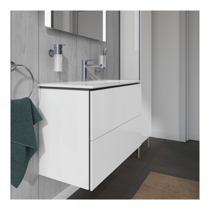 Duravit Meuble sous lavabo Compact L-Cube 82x39,1 cm, blanc brillant, 2 tiroirs, suspendu