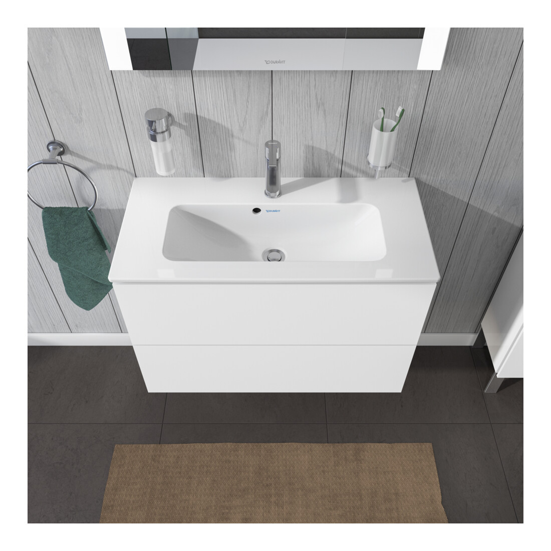 Duravit Meuble sous lavabo Compact L-Cube 82x39,1 cm, blanc brillant, 2 tiroirs, suspendu