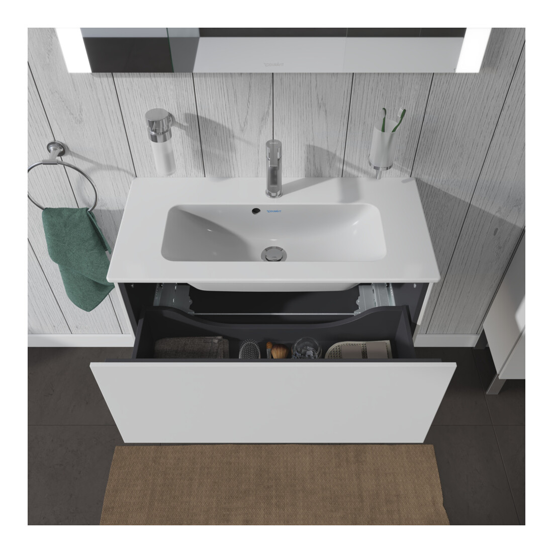 Duravit Meuble sous lavabo Compact L-Cube 82x39,1 cm, blanc mat, 1 tiroir, suspendu