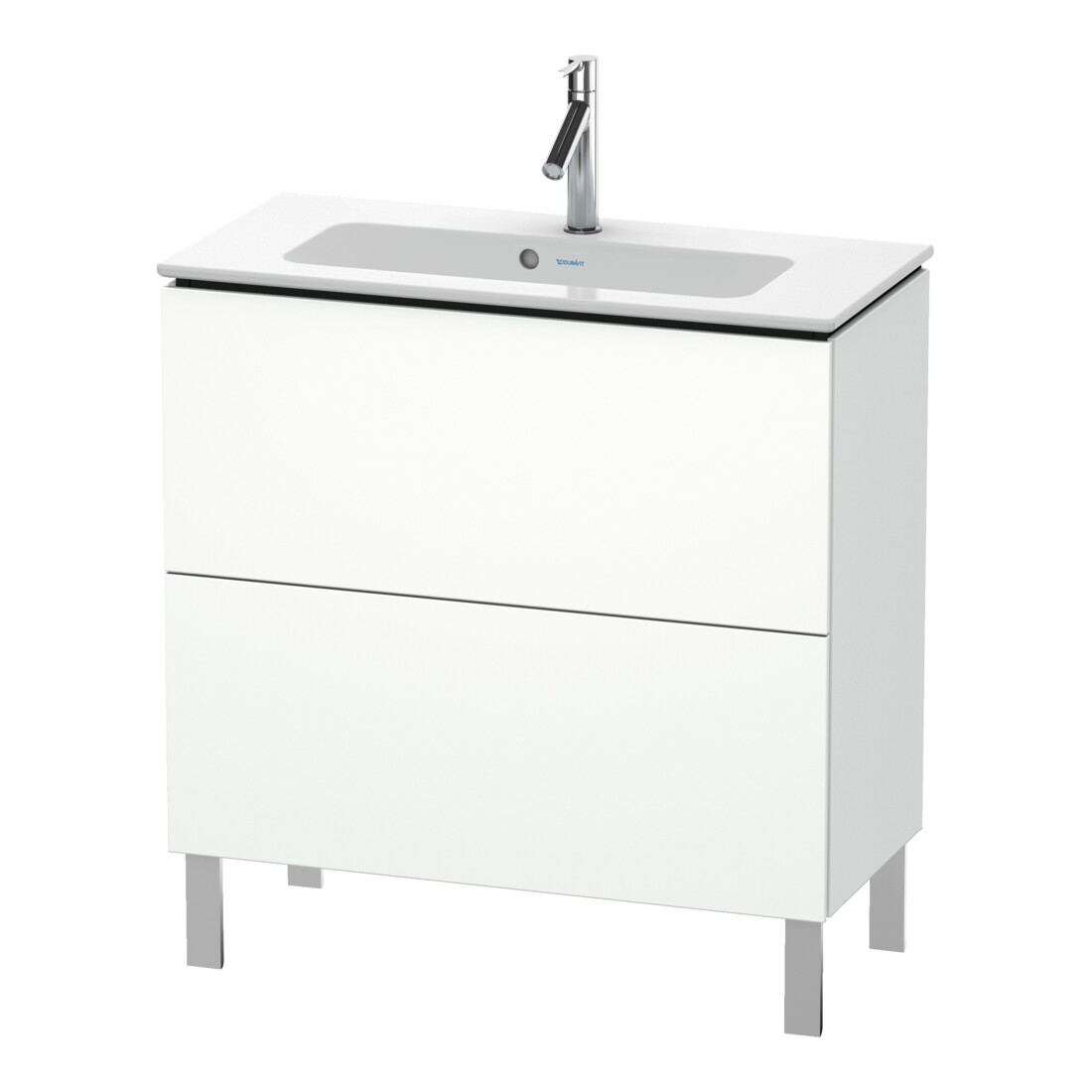 Duravit Meuble sous-lavabo Compact L-Cube 82x39,1 cm, blanc mat, 2 tiroirs, debout