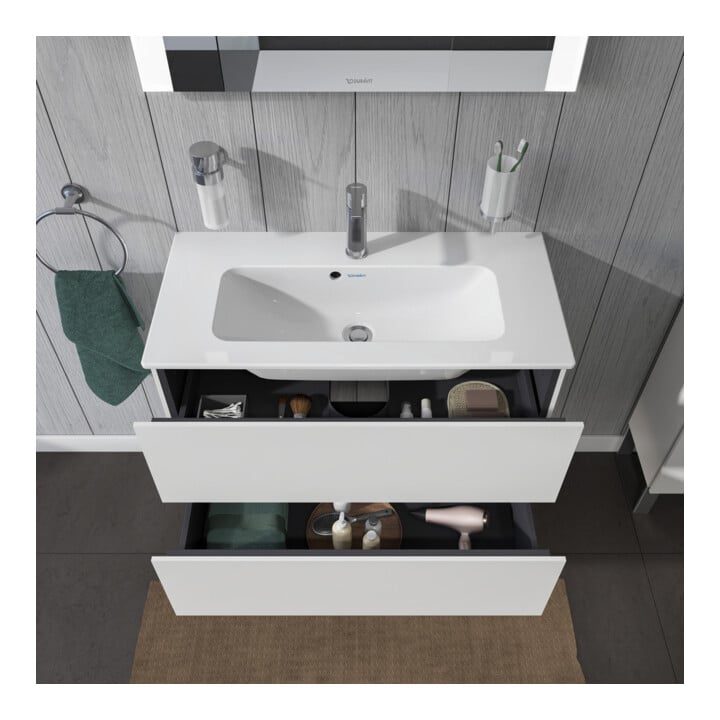Duravit Meuble sous-lavabo Compact L-Cube 82x39,1 cm, blanc mat, 2 tiroirs, suspendu