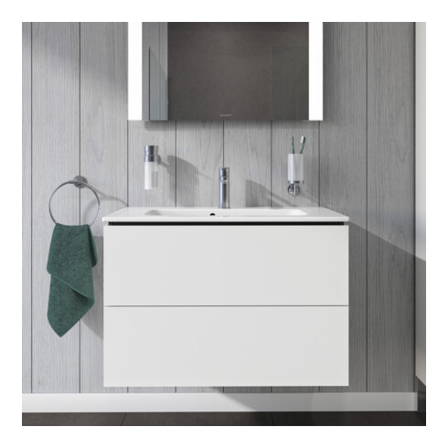 Duravit Meuble sous-lavabo Compact L-Cube 82x39,1 cm, blanc mat, 2 tiroirs, suspendu