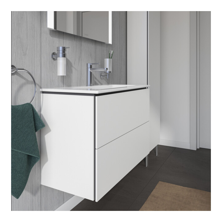 Duravit Meuble sous-lavabo Compact L-Cube 82x39,1 cm, blanc mat, 2 tiroirs, suspendu