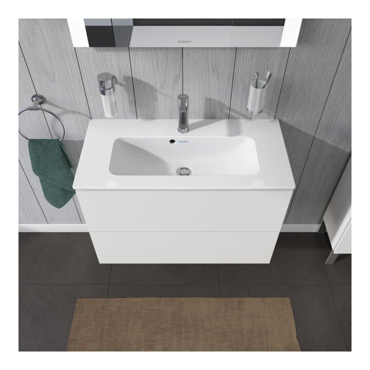 Duravit Meuble sous-lavabo Compact L-Cube 82x39,1 cm, blanc mat, 2 tiroirs, suspendu