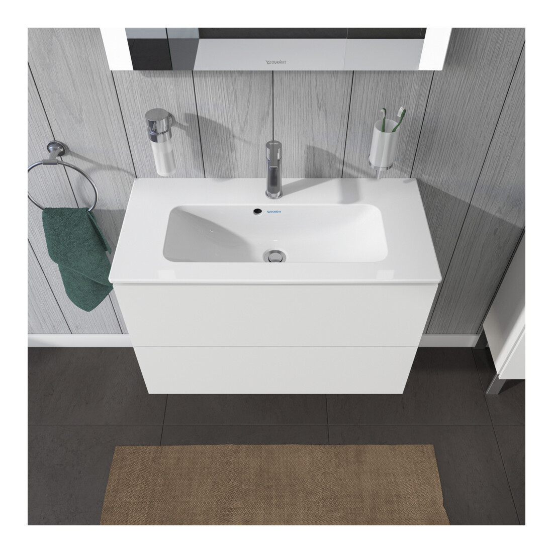 Duravit Meuble sous-lavabo Compact L-Cube 82x39,1 cm, blanc mat, 2 tiroirs, suspendu