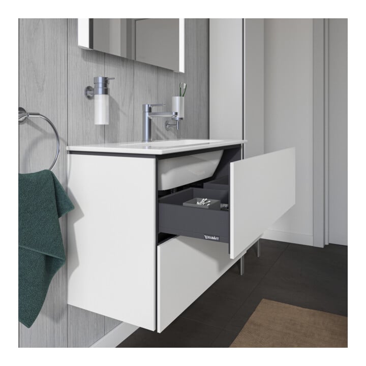 Duravit Meuble sous-lavabo Compact L-Cube 82x39,1 cm, blanc mat, 2 tiroirs, suspendu
