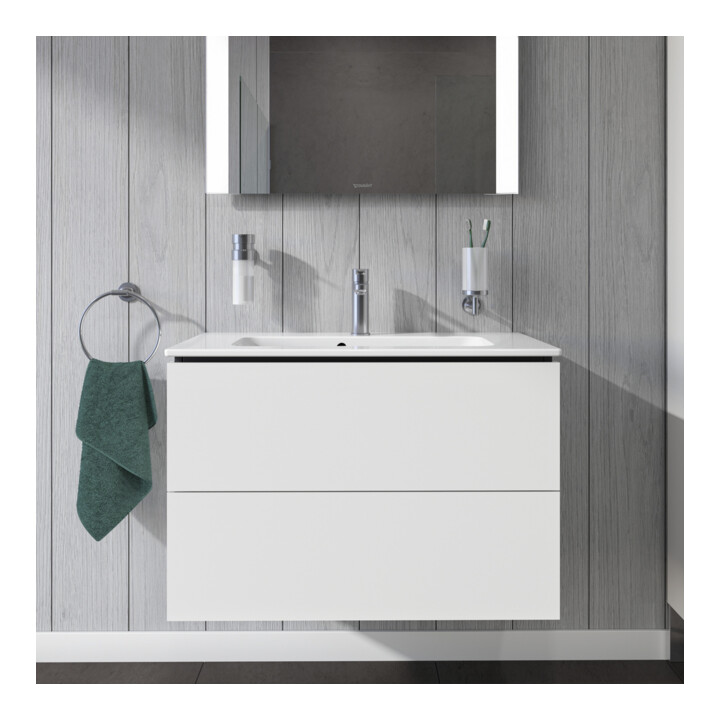 Duravit Meuble sous-lavabo Compact L-Cube 82x39,1 cm, blanc mat, 2 tiroirs, suspendu