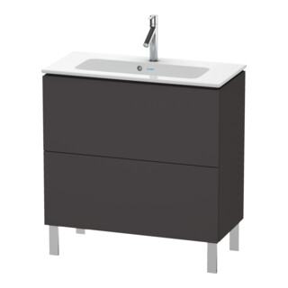 Duravit Meuble sous-lavabo Compact L-Cube 82x39,1 cm, graphite mat, 2 tiroirs, debout