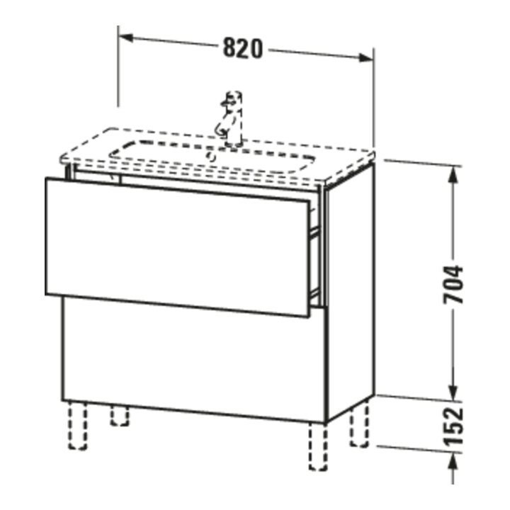 Duravit Meuble sous-lavabo Compact L-Cube 82x39,1 cm, graphite mat, 2 tiroirs, debout