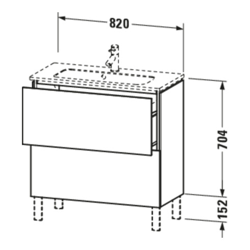 Duravit Meuble sous-lavabo Compact L-Cube 82x39,1 cm, graphite mat, 2 tiroirs, debout