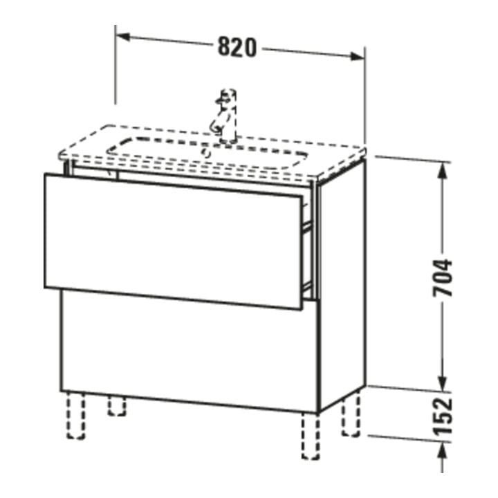 Duravit Meuble sous-lavabo Compact L-Cube 82x39,1 cm, graphite mat, 2 tiroirs, debout
