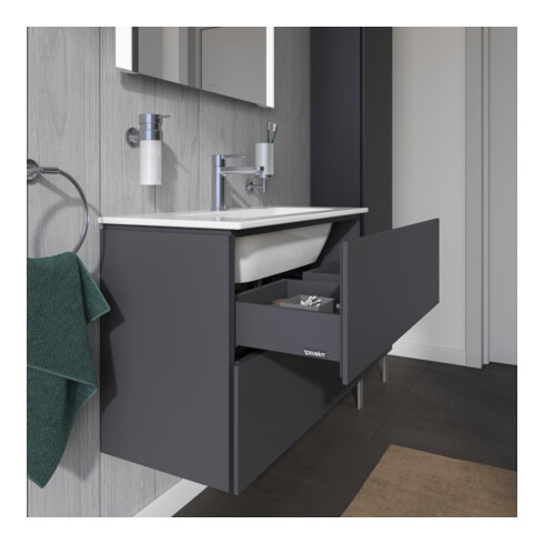 Duravit Meuble sous-lavabo Compact L-Cube 82x39,1 cm, graphite mat, 2 tiroirs, suspendu