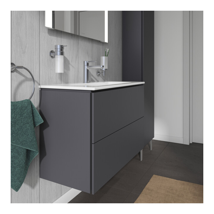 Duravit Meuble sous-lavabo Compact L-Cube 82x39,1 cm, graphite mat, 2 tiroirs, suspendu