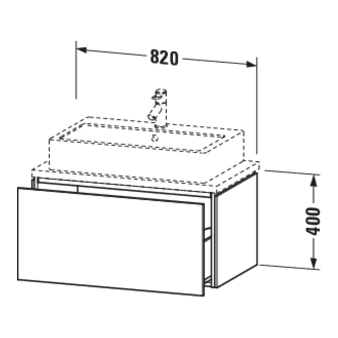 Duravit Meuble sous-lavabo Compact L-Cube 82x47,7 cm, bas. mat, avec console, 1 tiroir