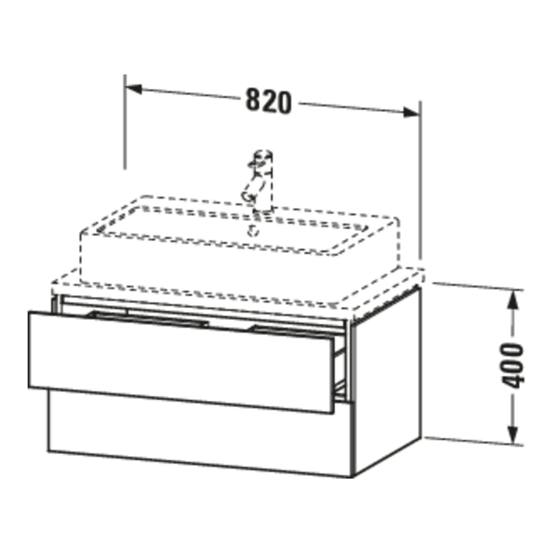 Duravit Meuble sous-lavabo Compact L-Cube 82x47,7 cm, œuf marbré, pour console, 2 tiroirs