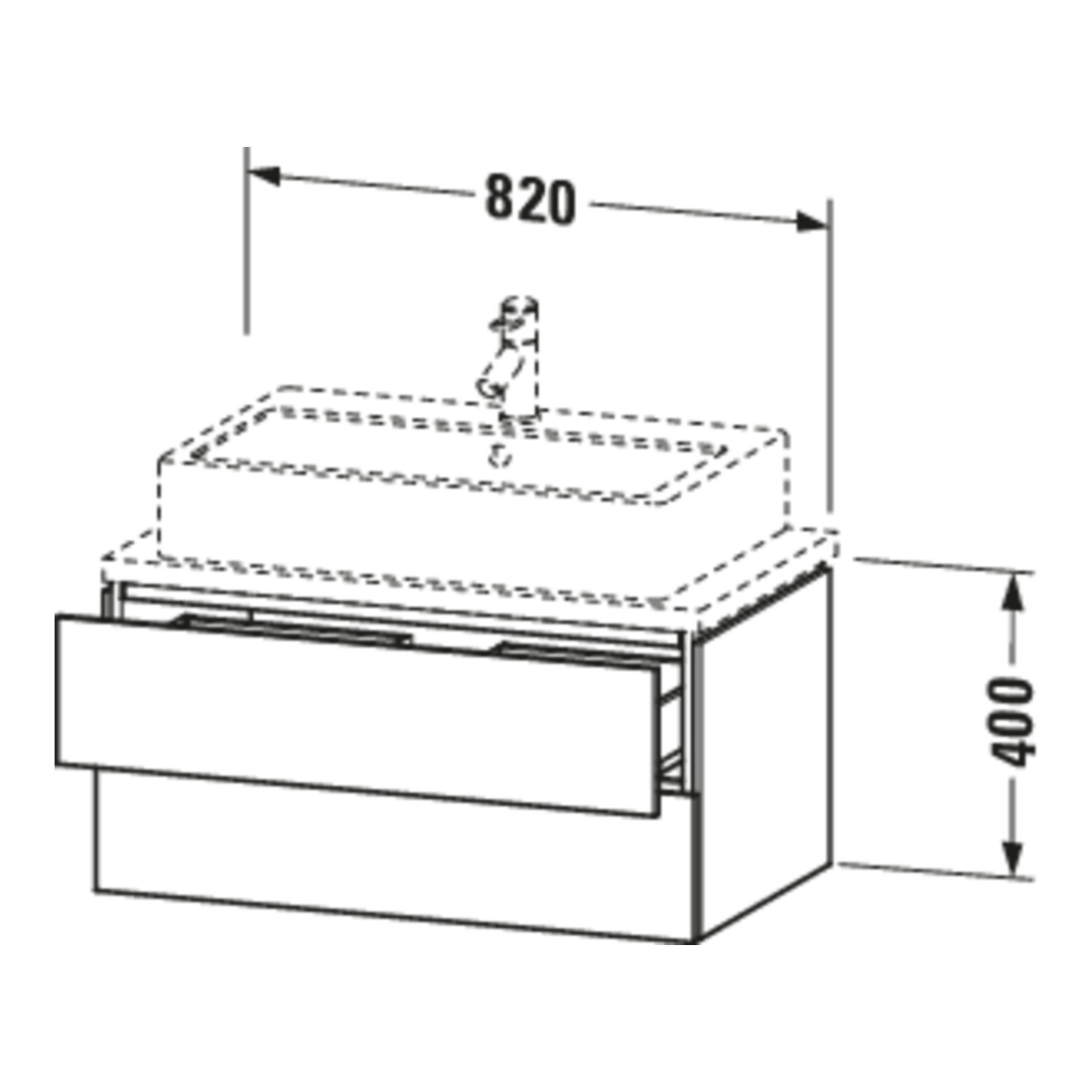 Duravit Meuble sous lavabo Compact L-Cube 82x47,7 cm, sans console, 2 tiroirs