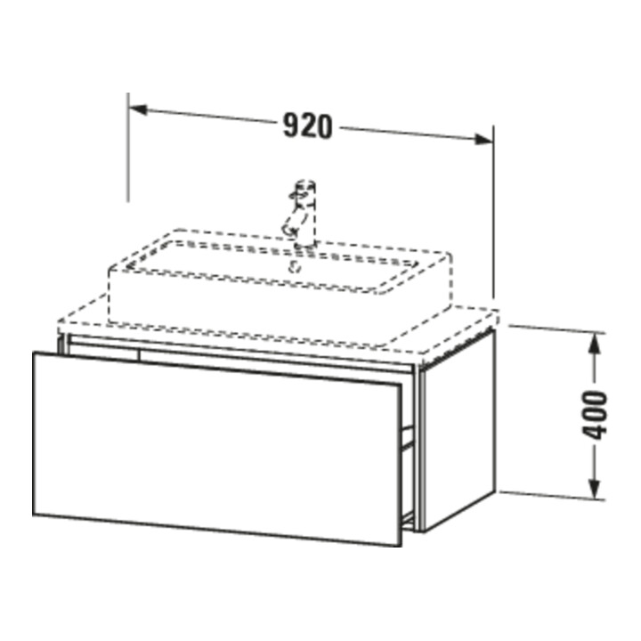 Duravit Meuble sous-lavabo Compact L-Cube 92x47,7 cm, bas. mat, avec console, 1 tiroir