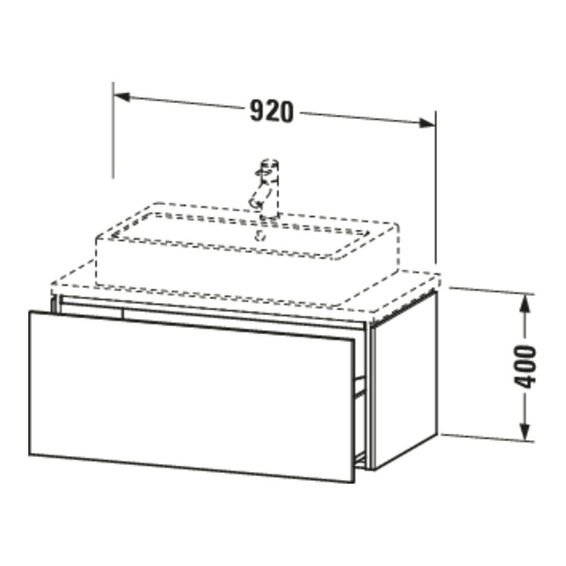 Duravit Meuble sous-lavabo Compact L-Cube 92x47,7 cm, bas. mat, avec console, 1 tiroir