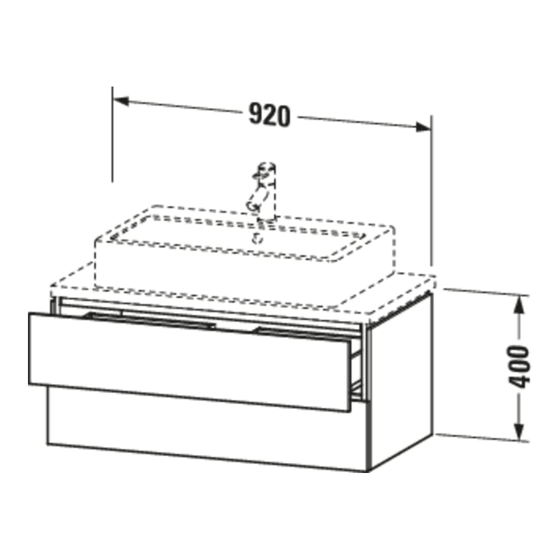 Duravit Meuble sous-lavabo Compact L-Cube 92x47,7 cm, béton gris, 2 tiroirs