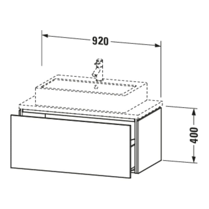 Duravit Meuble sous-lavabo Compact L-Cube 92x47,7 cm, graphite mat, f Kons, 1 tiroir