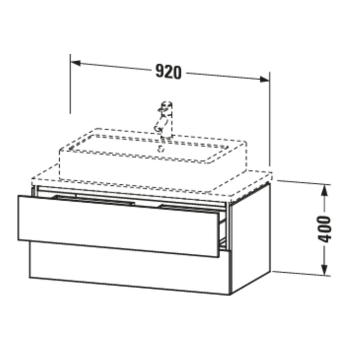Duravit Meuble sous lavabo Compact L-Cube 92x47,7 cm, sans console, 2 tiroirs