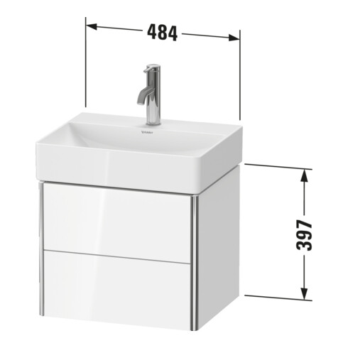 Duravit Meuble sous-lavabo Compact XSquare 48,4x39 cm, graphite mat, 2 tiroirs, suspendu