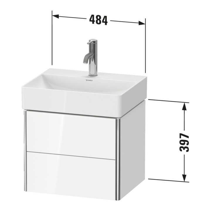 Duravit Meuble sous-lavabo Compact XSquare 48,4x39 cm, graphite mat, 2 tiroirs, suspendu