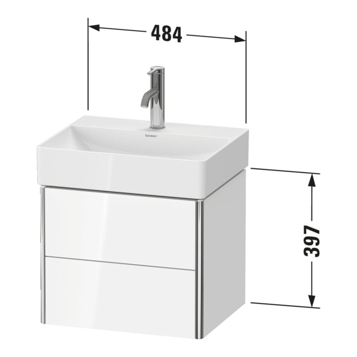 Duravit Meuble sous lavabo Compact XSquare 48,4x39 cm, No w s-mat, 2 tiroirs, suspendu