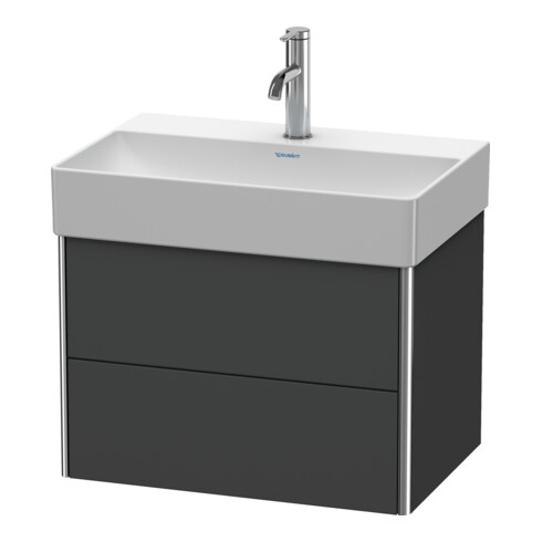 Duravit Meuble sous lavabo Compact XSquare 58,4x39 cm, graphite mat, 2 tiroirs, suspendu