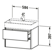 Duravit Meuble sous lavabo Compact XSquare 58,4x39 cm, graphite mat, 2 tiroirs, suspendu-5