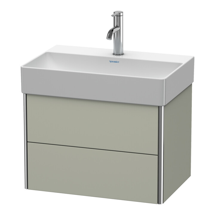 Duravit Meuble sous lavabo Compact XSquare 58,4x39 cm, Tau satiné, 2 tiroirs, suspendu
