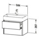 Duravit Meuble sous-lavabo Compact XSquare 58,4x39cm, gris mat, 2 tiroirs, suspendu