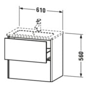 Duravit Meuble sous lavabo Compact XSquare 61x38,8 cm, bas, 2 tiroirs, suspendu-5