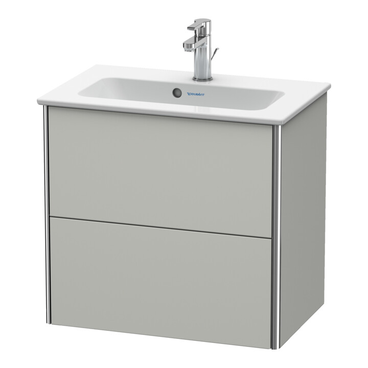 Duravit Meuble sous lavabo Compact XSquare 61x38,8 cm, béton gris, 2 tiroirs, suspendu