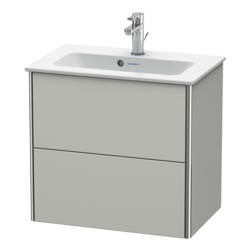 Duravit Meuble sous lavabo Compact XSquare 61x38,8 cm, béton gris, 2 tiroirs, suspendu