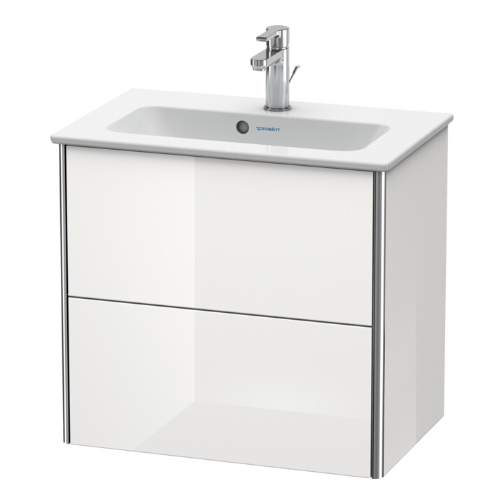 Duravit Meuble sous lavabo Compact XSquare 61x38,8 cm, blanc brillant, 2 tiroirs, suspendu