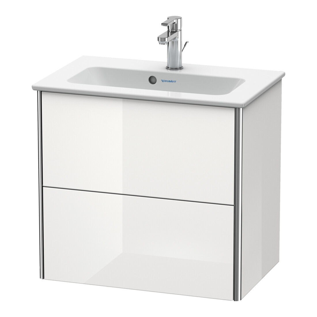 Duravit Meuble sous lavabo Compact XSquare 61x38,8 cm, blanc brillant, 2 tiroirs, suspendu