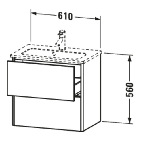 Duravit Meuble sous-lavabo Compact XSquare 61x38,8 cm, graphite, 2 tiroirs, suspendu