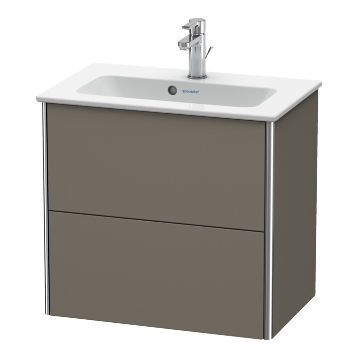 Duravit Meuble sous lavabo Compact XSquare 61x38,8 cm, gris mat, 2 tiroirs, suspendu