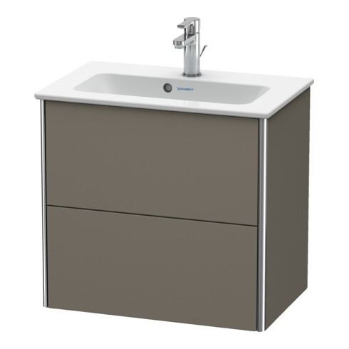 Duravit Meuble sous lavabo Compact XSquare 61x38,8 cm, gris mat, 2 tiroirs, suspendu