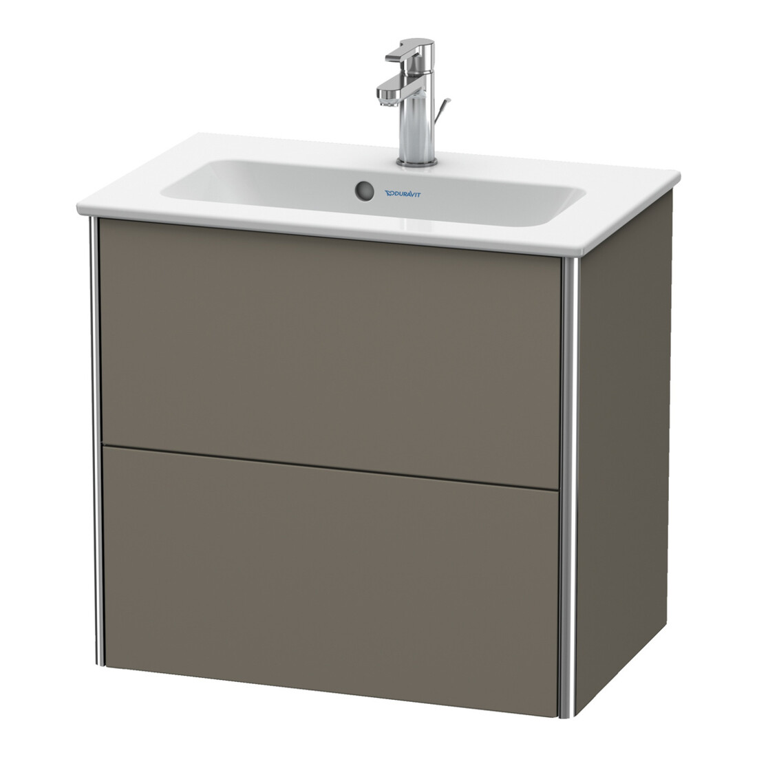 Duravit Meuble sous lavabo Compact XSquare 61x38,8 cm, gris mat, 2 tiroirs, suspendu