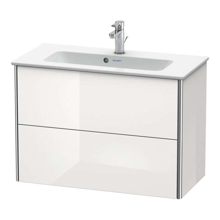 Duravit Meuble sous-lavabo Compact XSquare 81x38,8 cm, blanc brillant, 2 tiroirs, suspendu