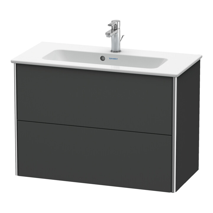 Duravit Meuble sous-lavabo Compact XSquare 81x38,8 cm, graphite, 2 tiroirs, suspendu