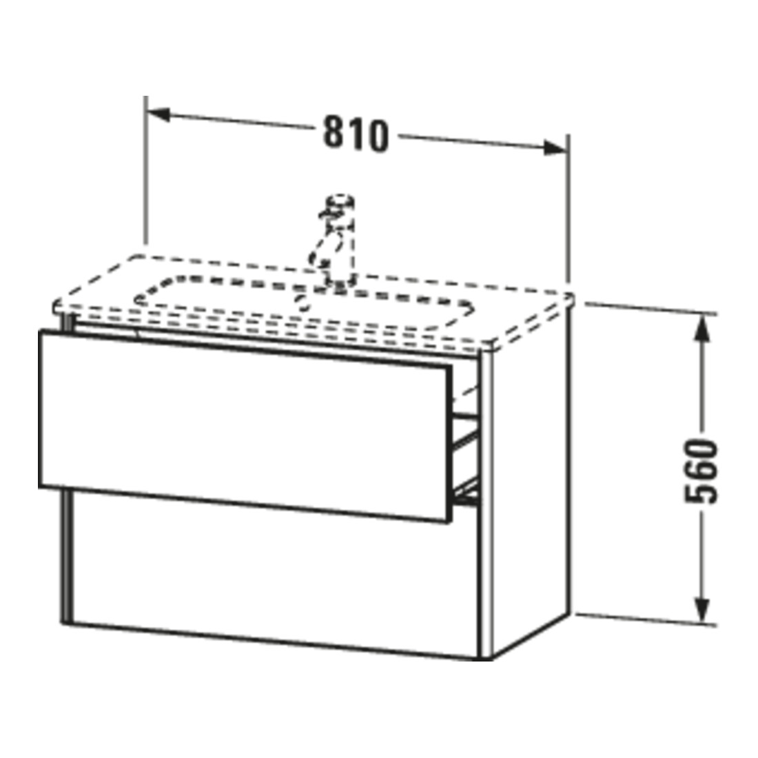 Duravit Meuble sous-lavabo Compact XSquare 81x38,8 cm, graphite, 2 tiroirs, suspendu